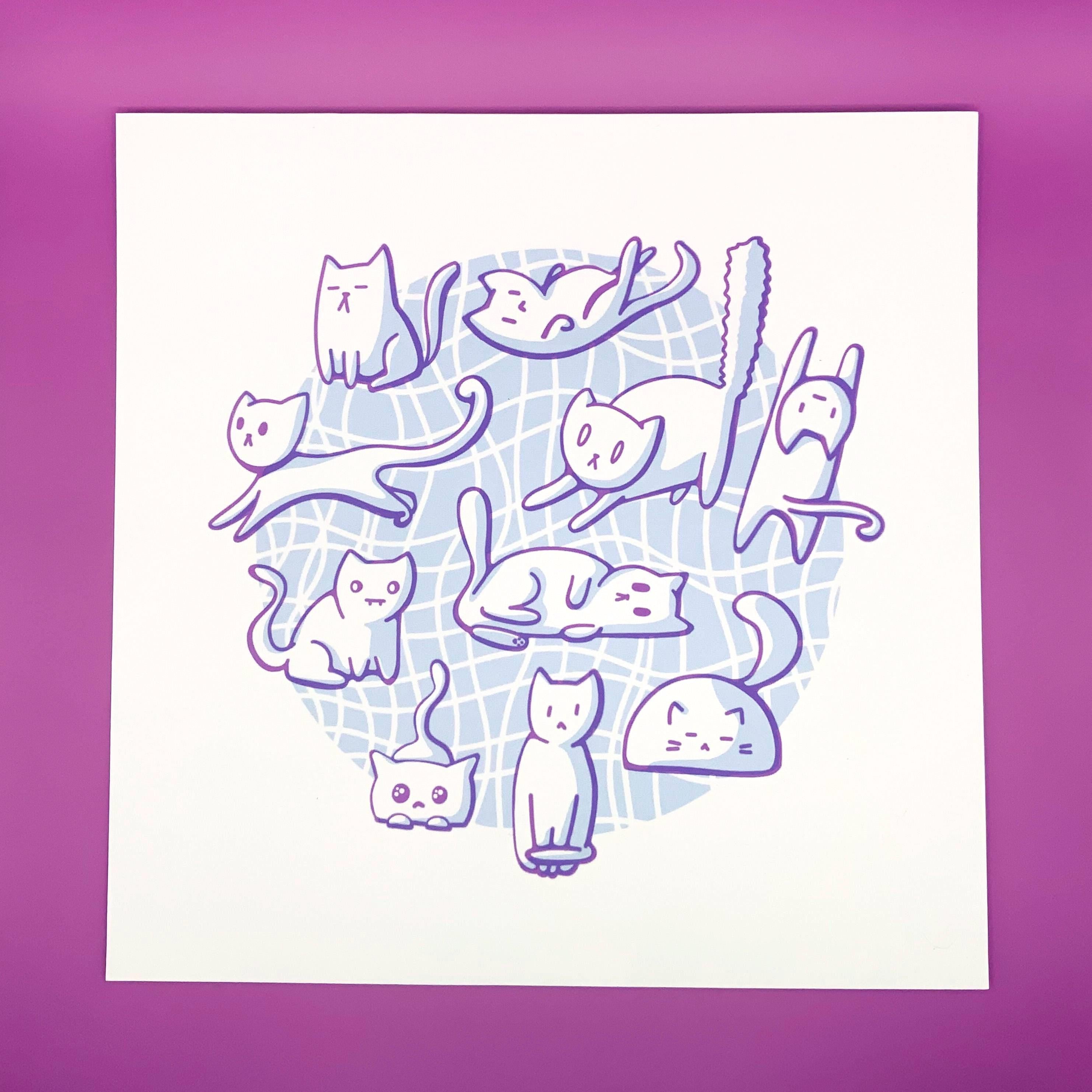 Circle of Cats - 8x8 Art Print