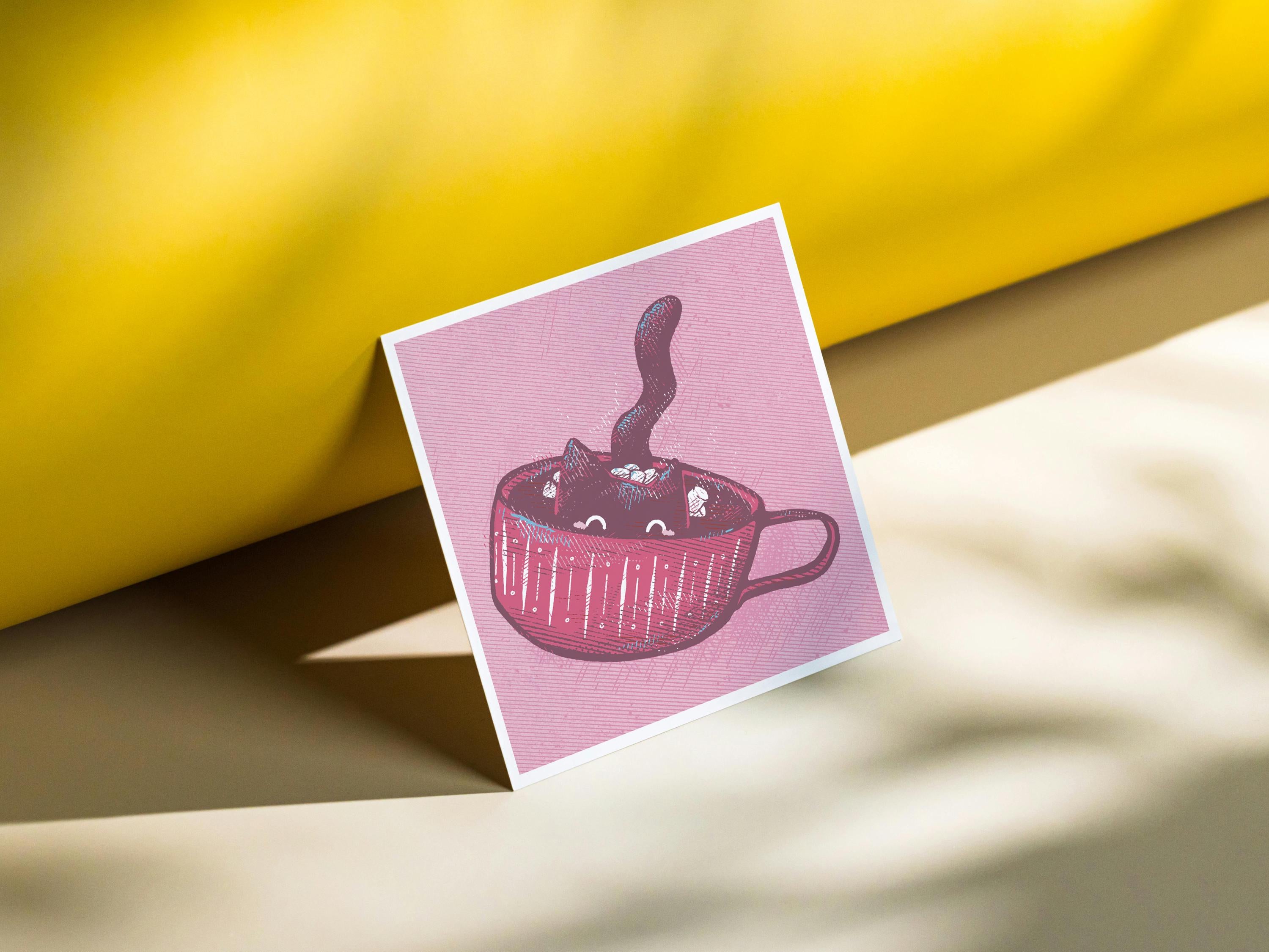 Hot Cocoa Cat Mini Print