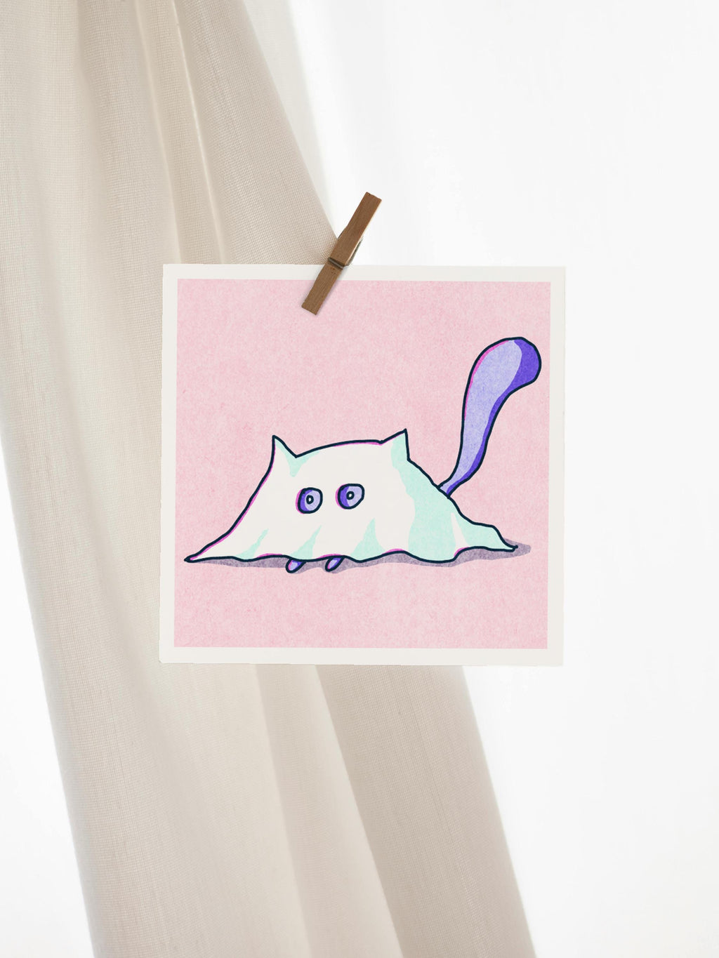 Spooky Cat - Ghost - Mini Print