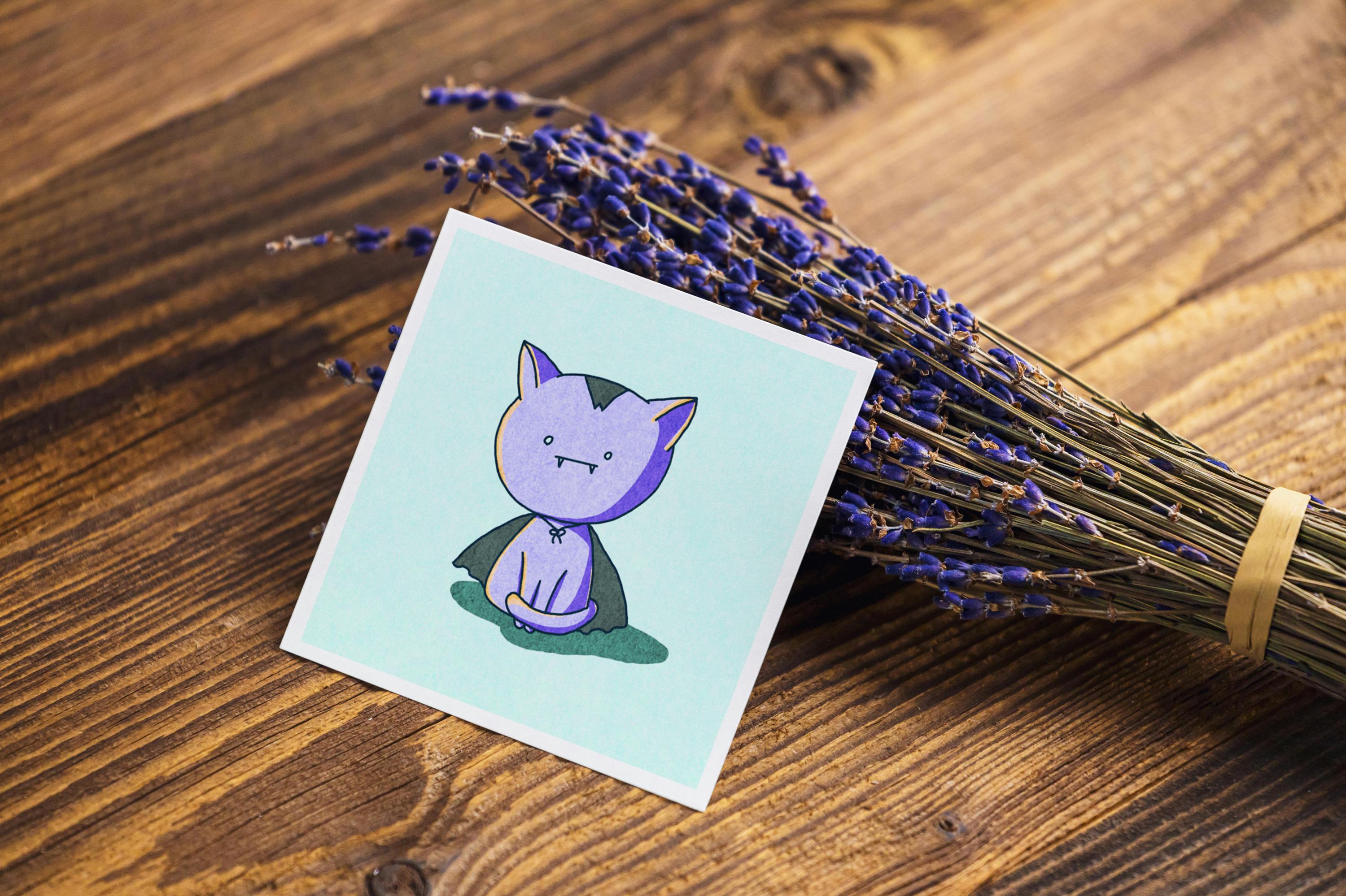 Spooky Cat - Vampire - Mini Print
