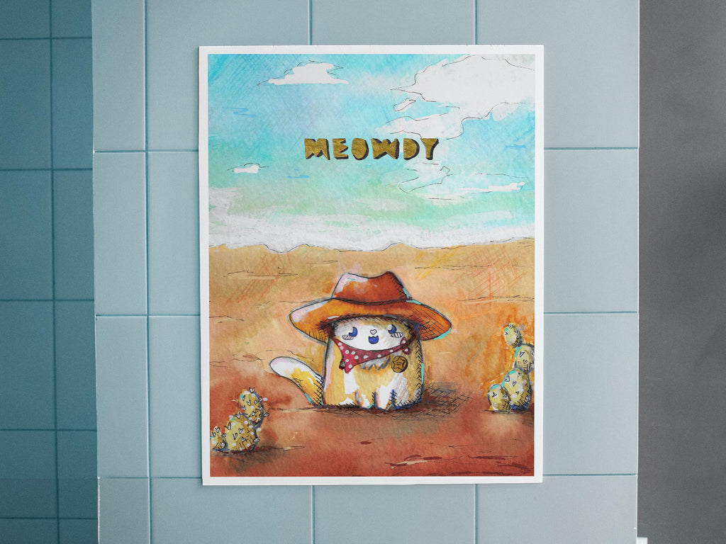 Meowdy - 11 x 14 Art Print