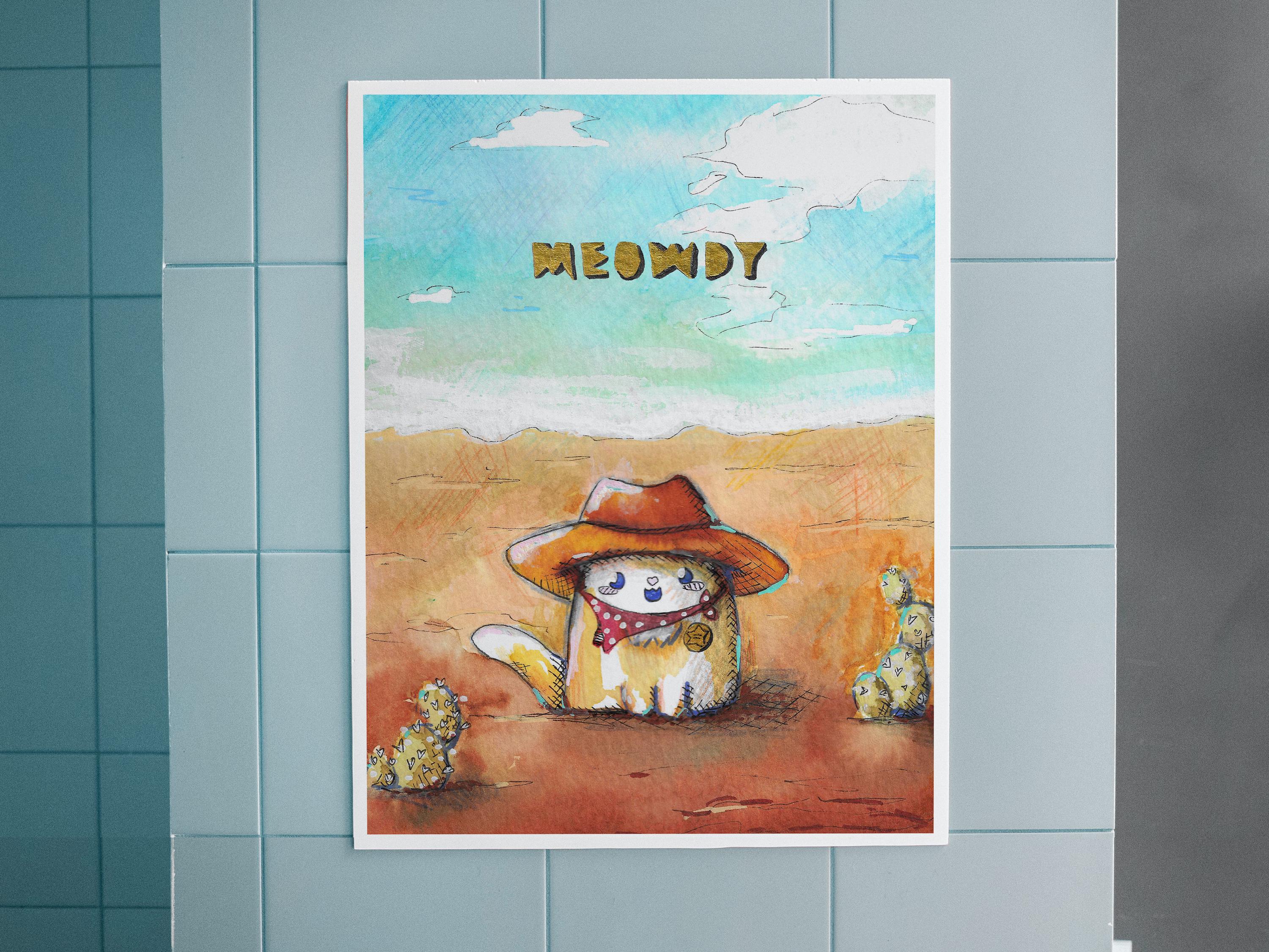 Meowdy - 11 x 14 Art Print