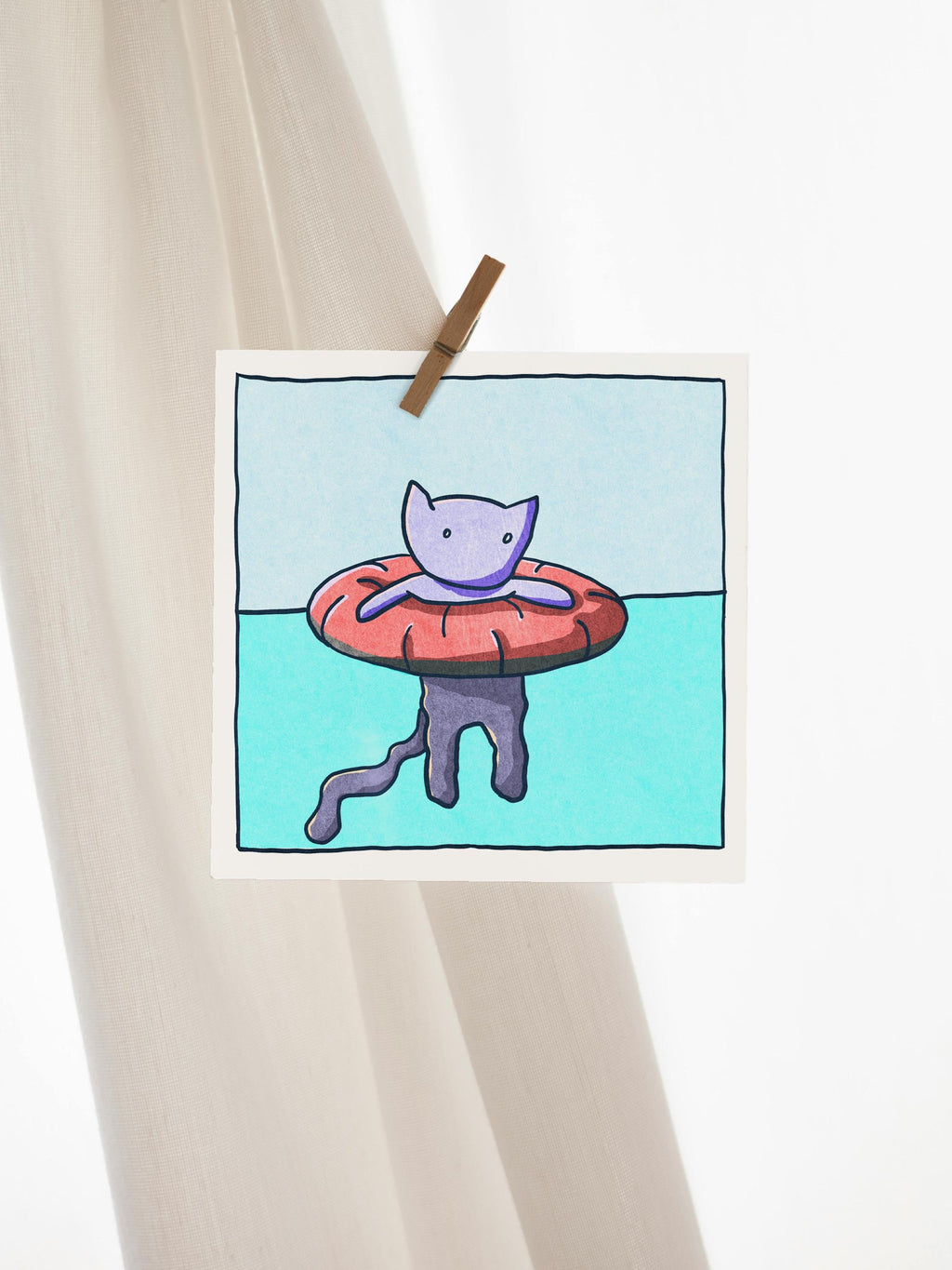 Seasons Cat - Summer - Mini Print