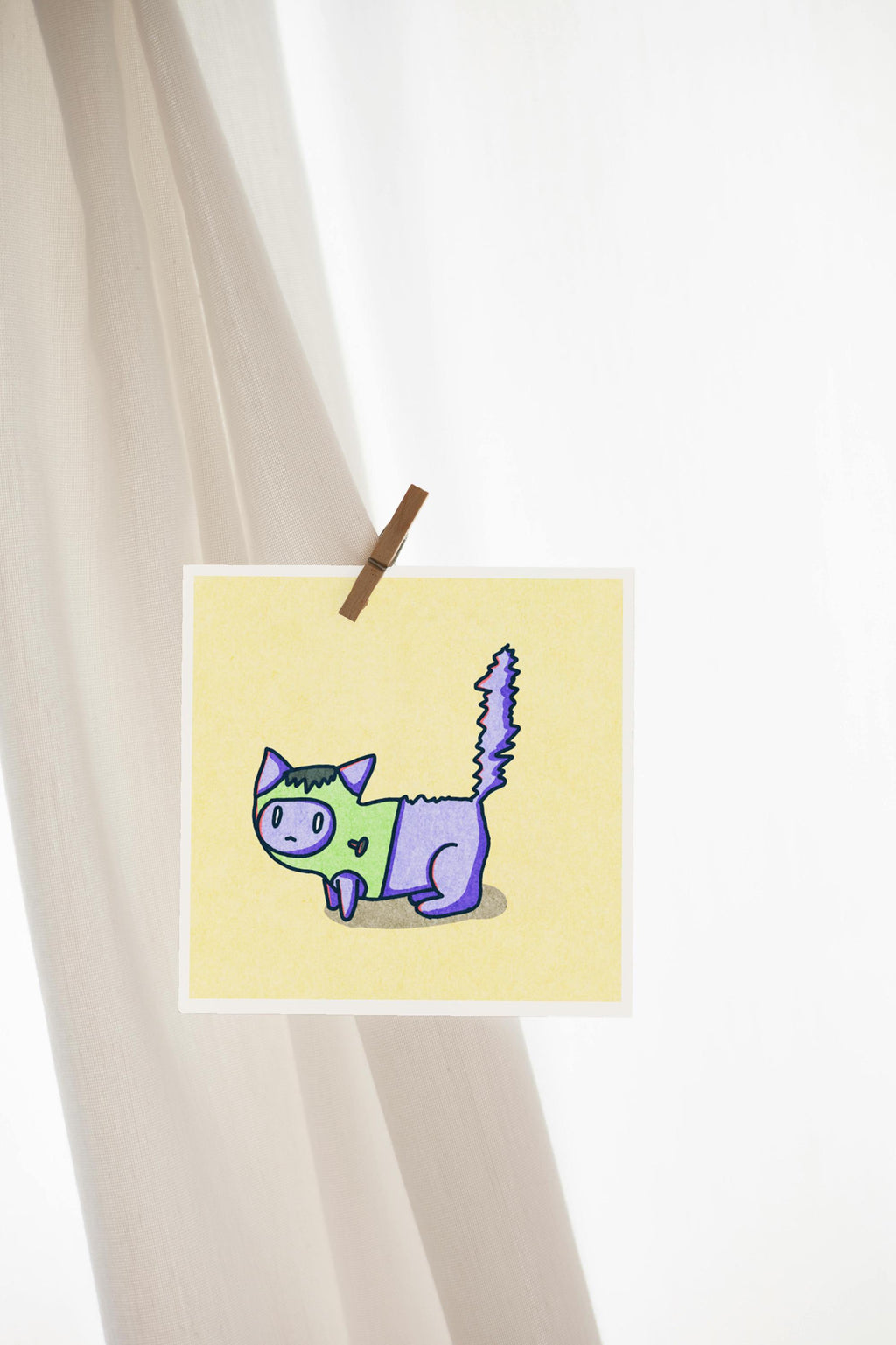 Spooky Cat - Frankenstein - Mini Print