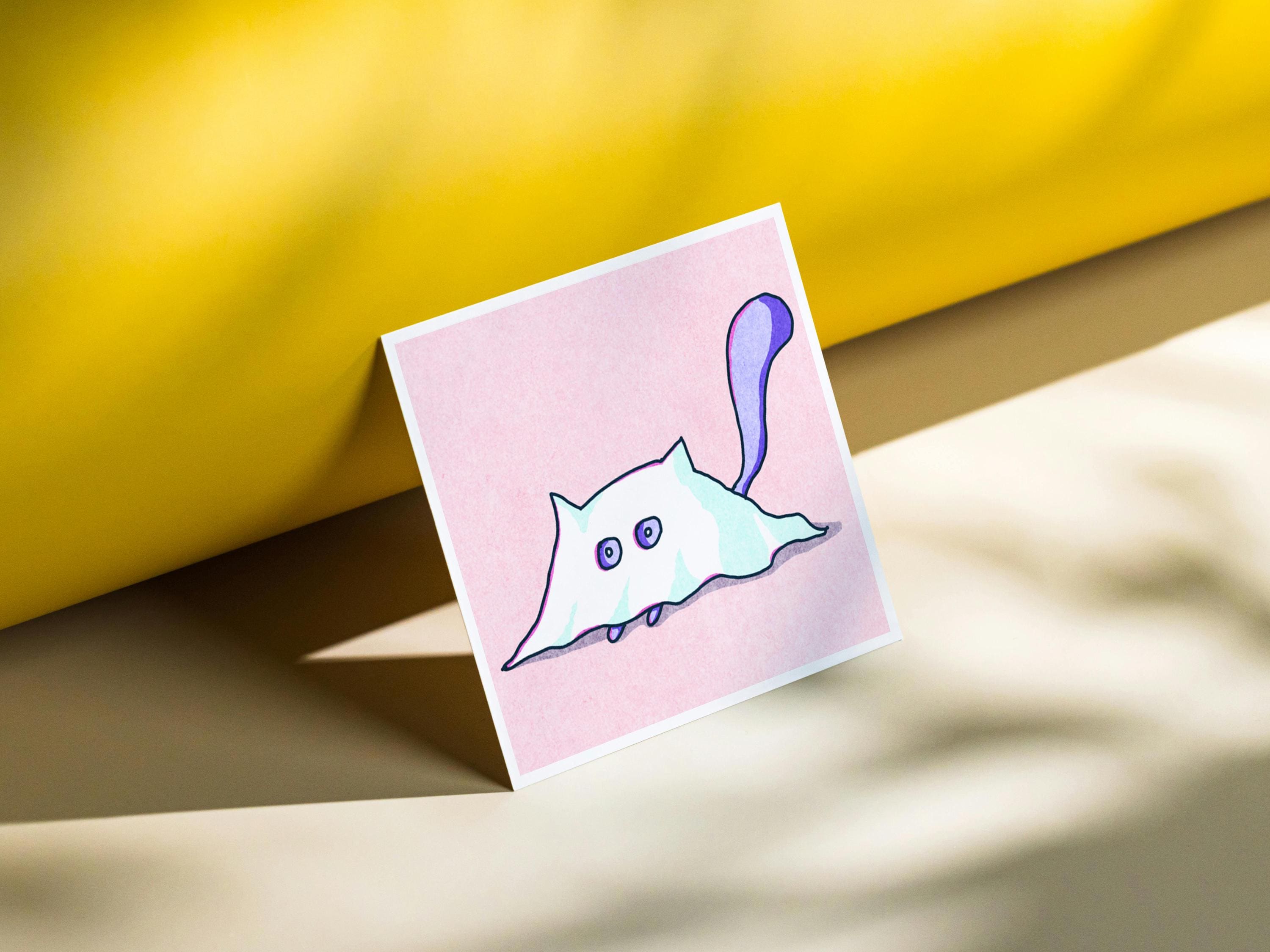 Spooky Cat - Ghost - Mini Print
