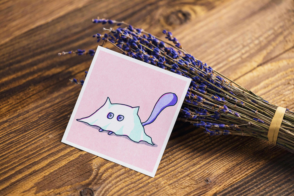 Spooky Cat - Ghost - Mini Print
