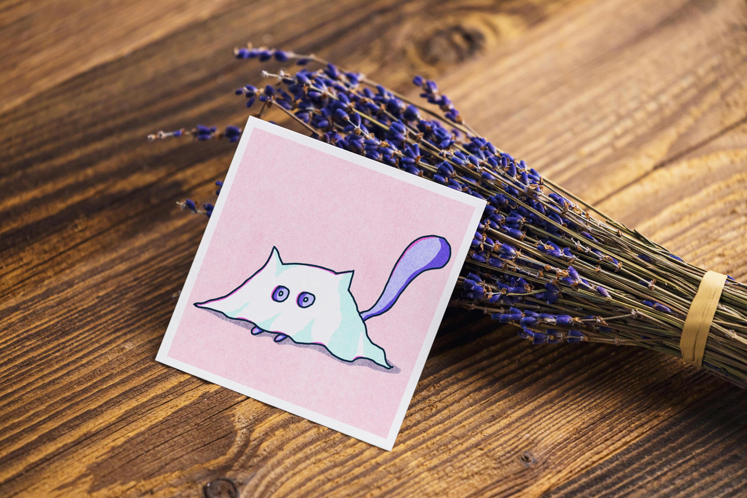 Spooky Cat - Ghost - Mini Print