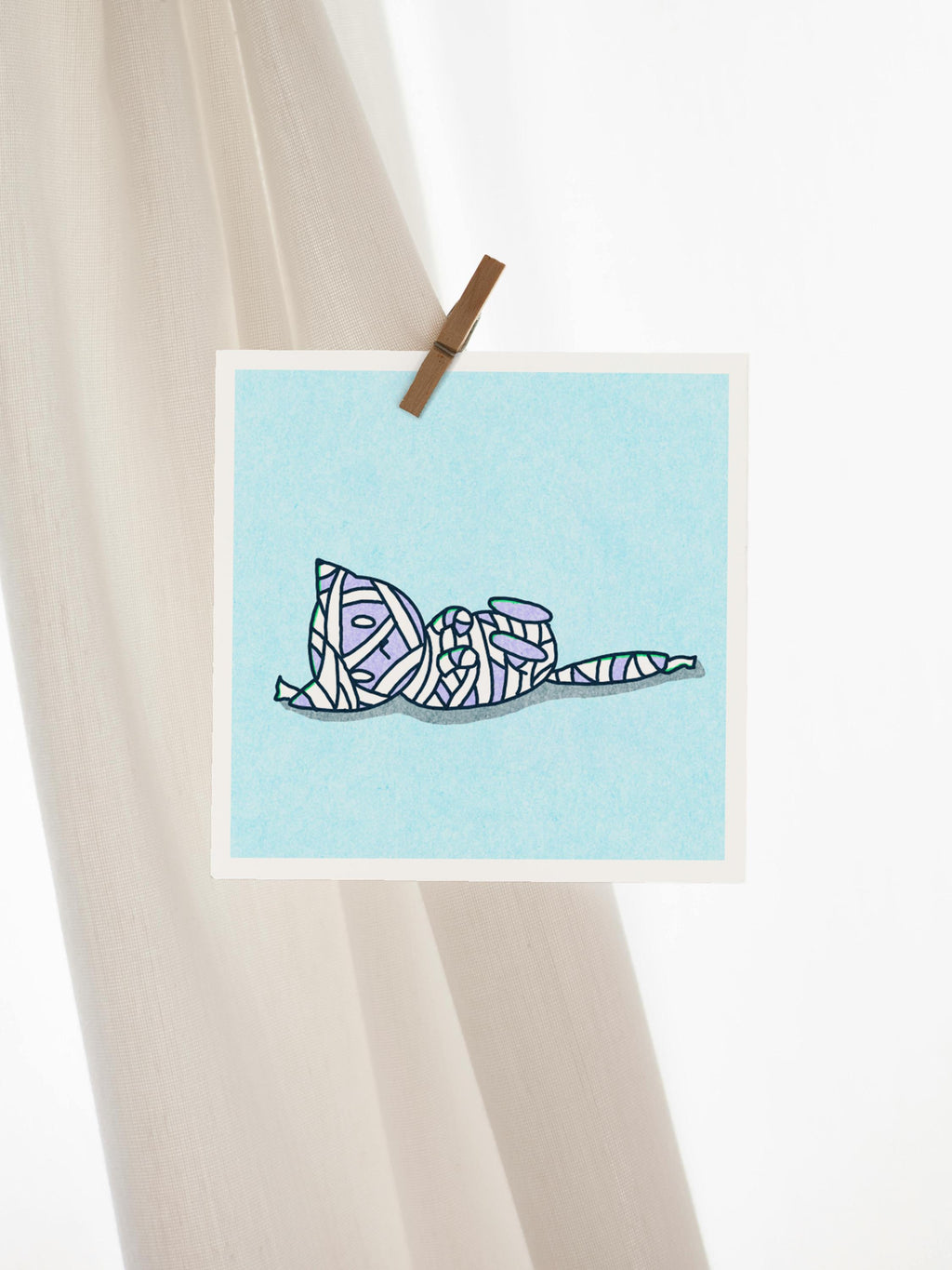 Spooky Cat - Mummy - Mini Print