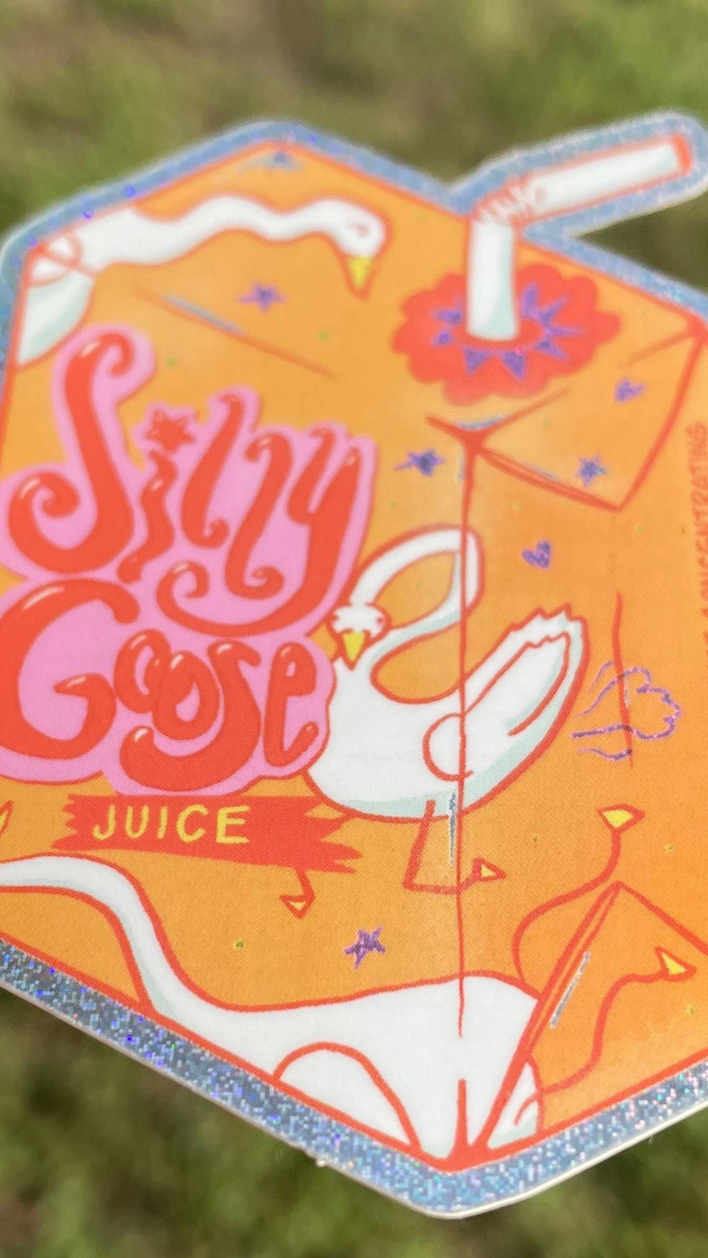 Silly Goose Juice - Waterproof Glitter Sticker