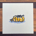 Pumpkin Cat - Mini Watercolor Block Print