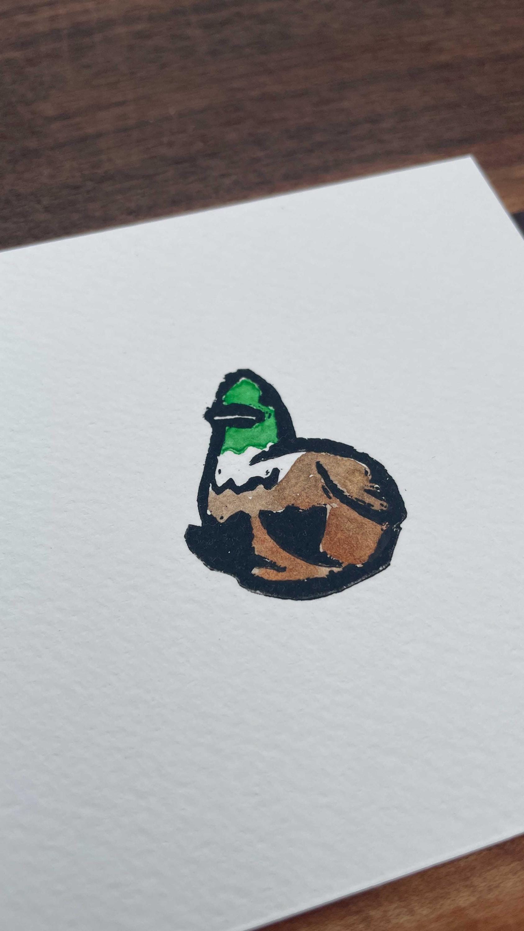 Silly Duck - Mini Watercolor Block Print