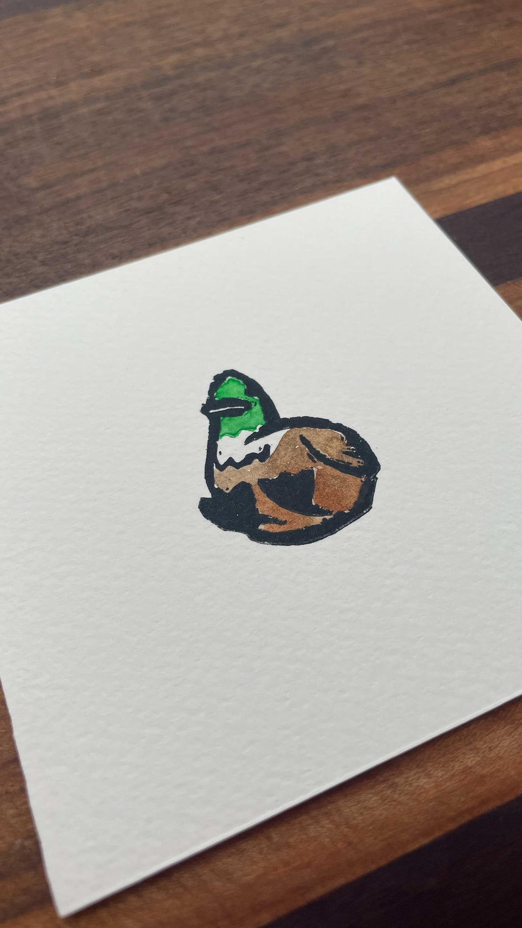 Silly Duck - Mini Watercolor Block Print