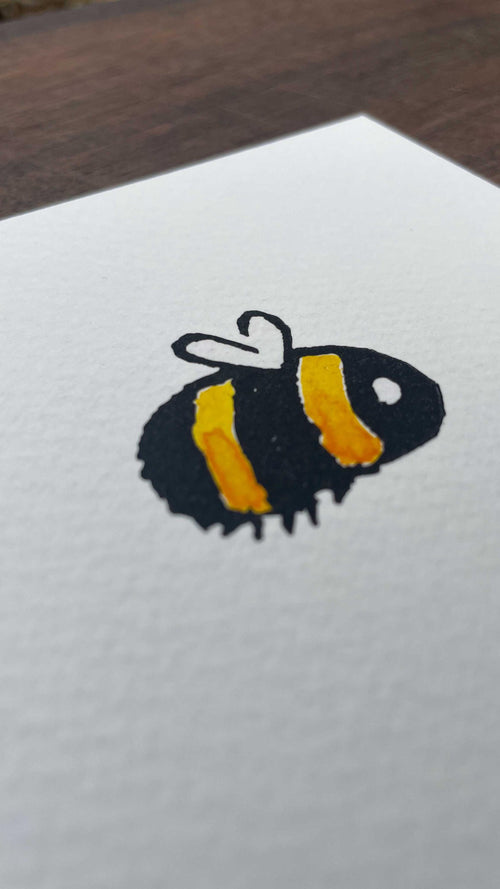 Bumble Bee - Mini Watercolor Block Print