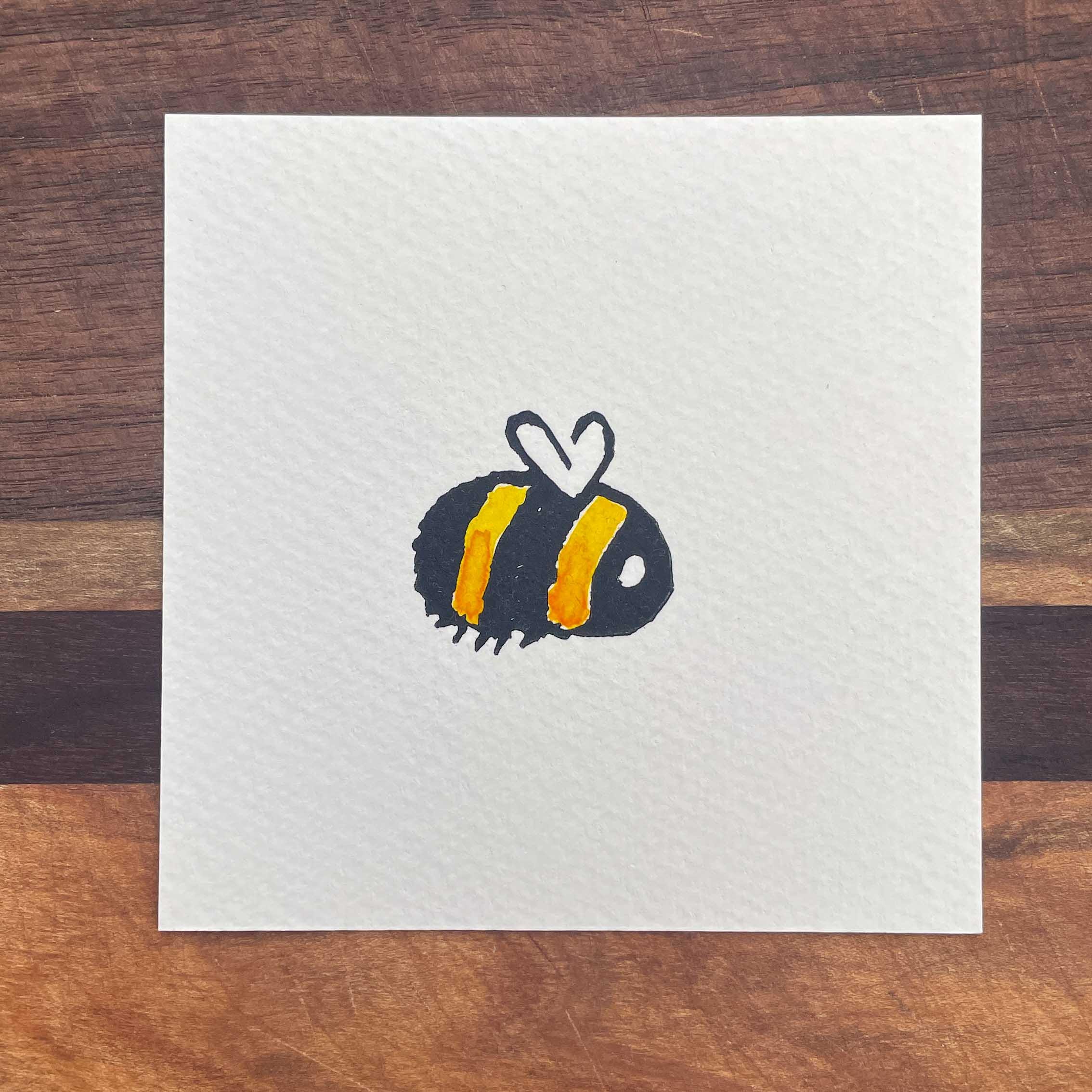 Bumble Bee - Mini Watercolor Block Print
