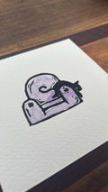 Couch Cat - Mini Watercolor Block Print