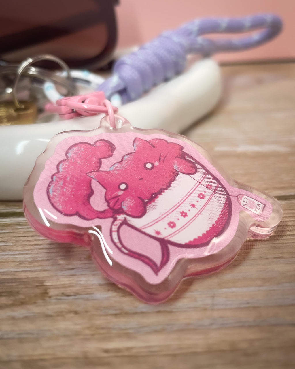Kit-Tea Cat - Acrylic Keychain