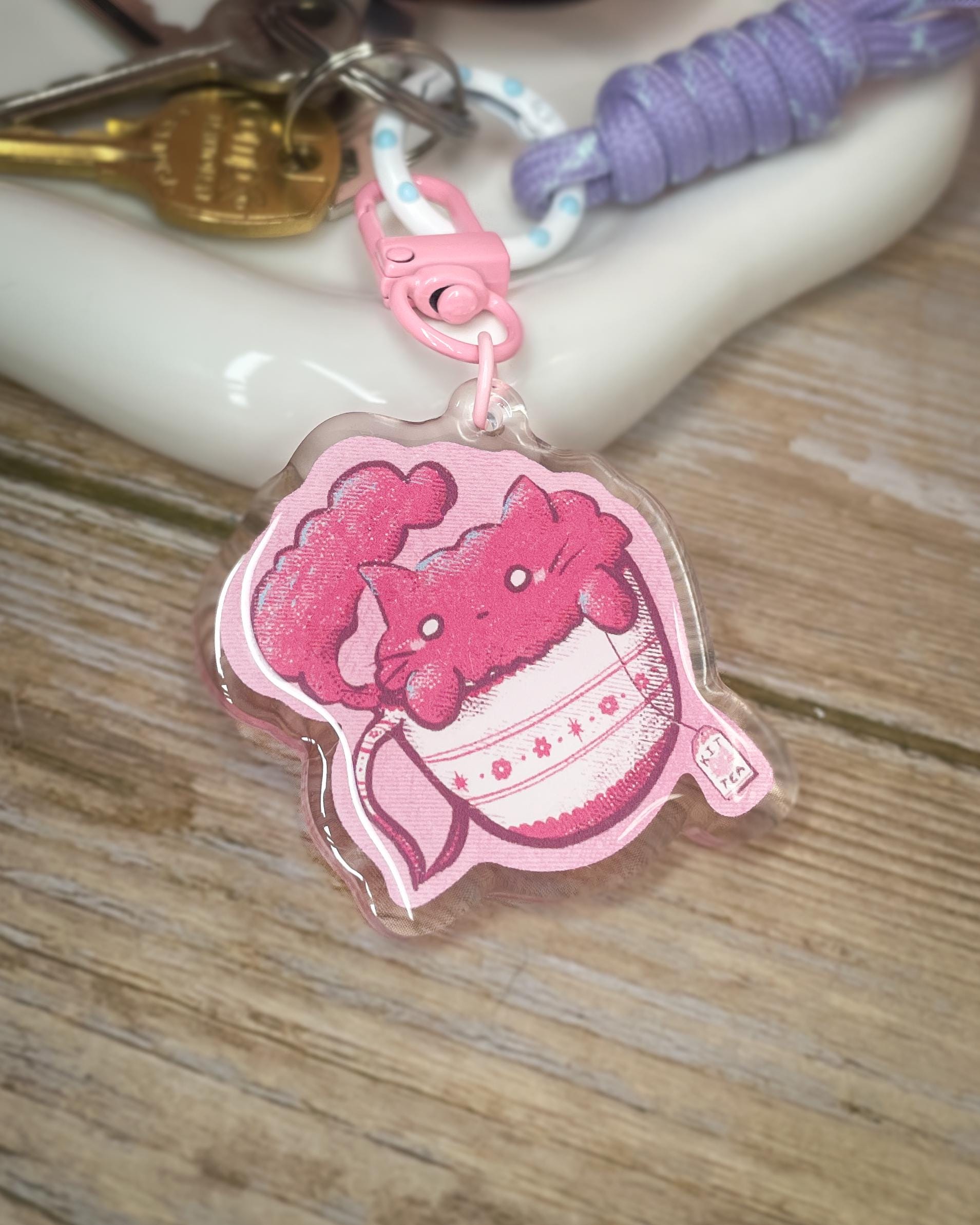 Kit-Tea Cat - Acrylic Keychain