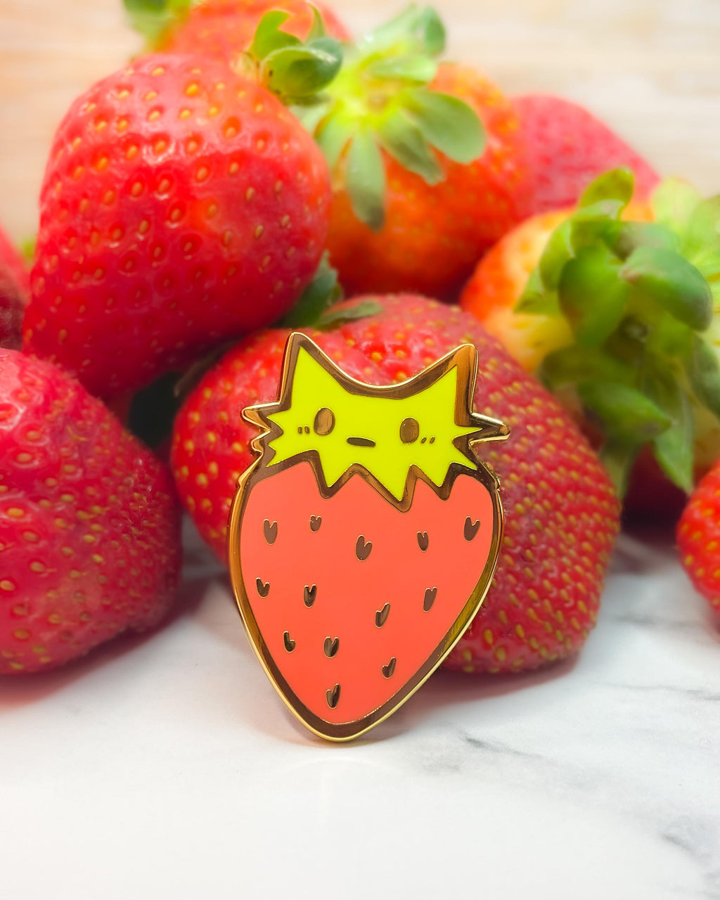 Strawberry Cat Enamel Pin