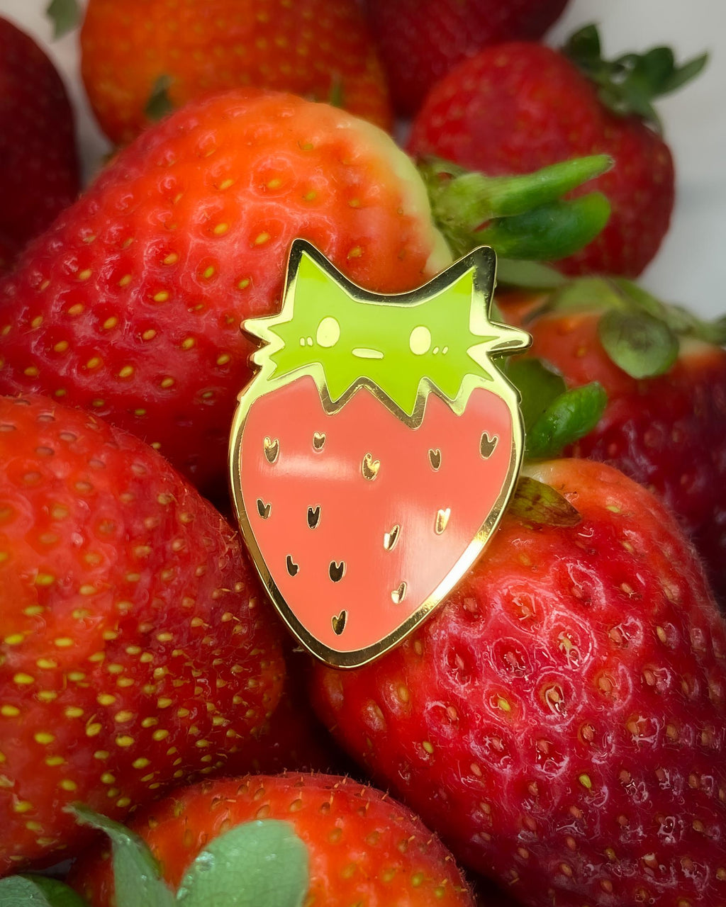 Strawberry Cat Enamel Pin