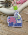 Dino-Snore Keychain: Punny Sleeping Dinosaur Acrylic Charm