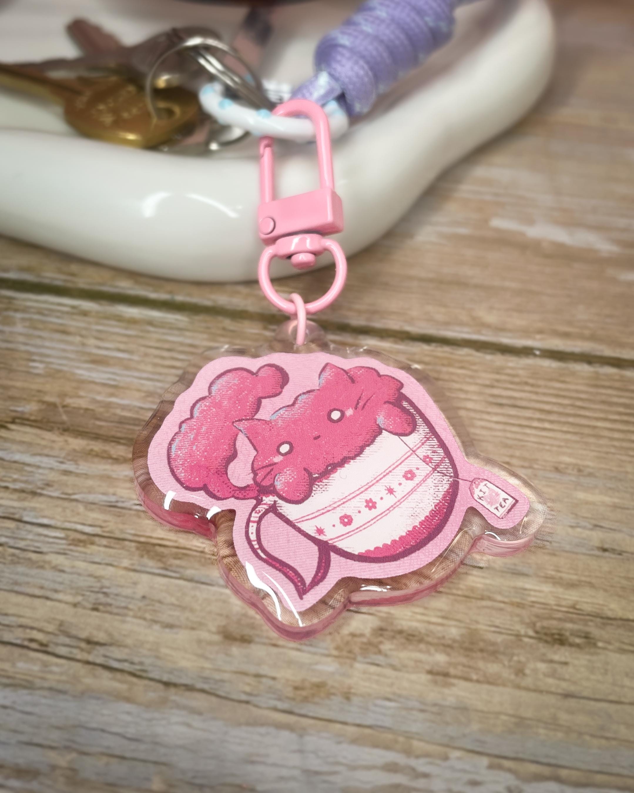 Kit-Tea Cat - Acrylic Keychain