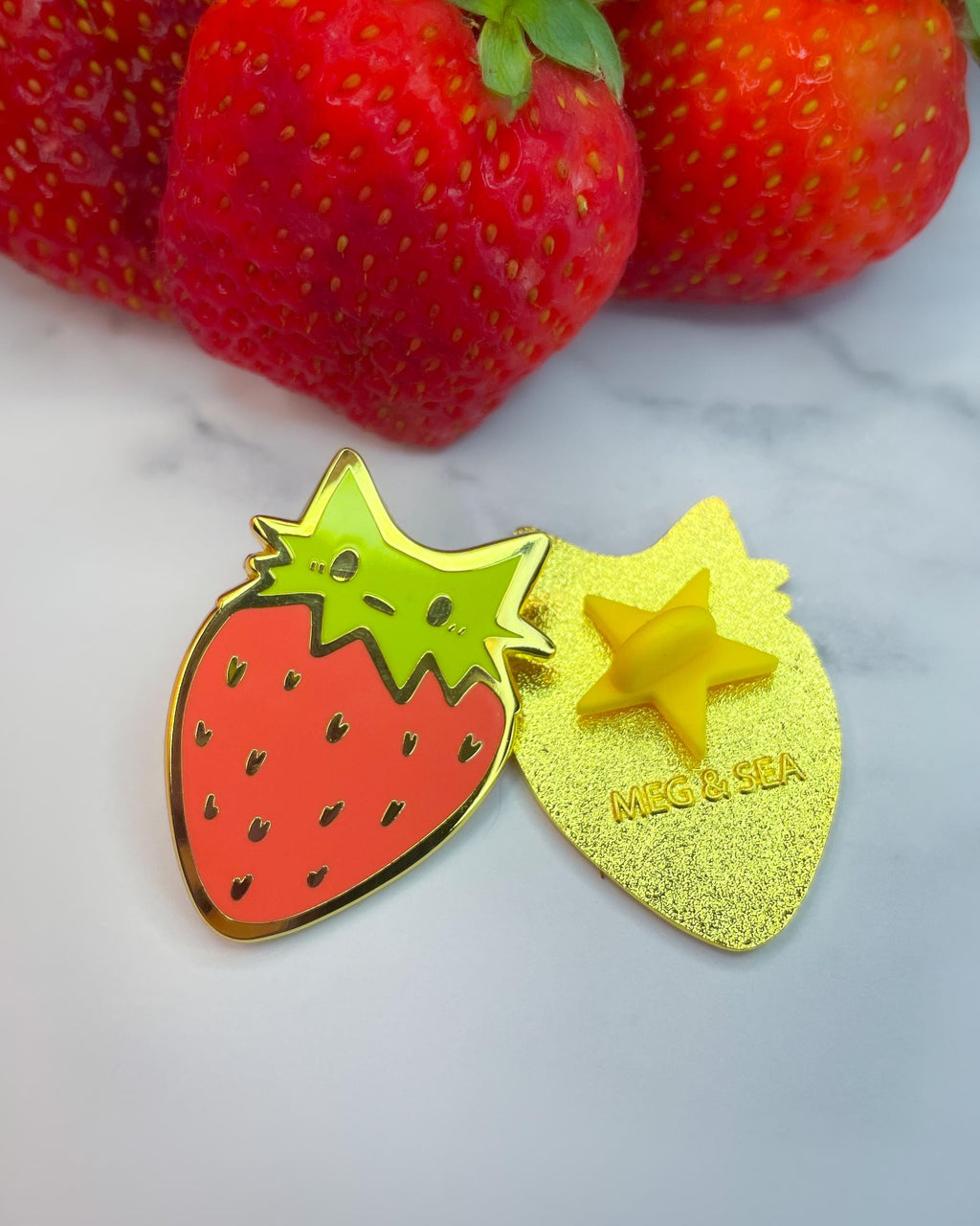 Strawberry Cat Enamel Pin
