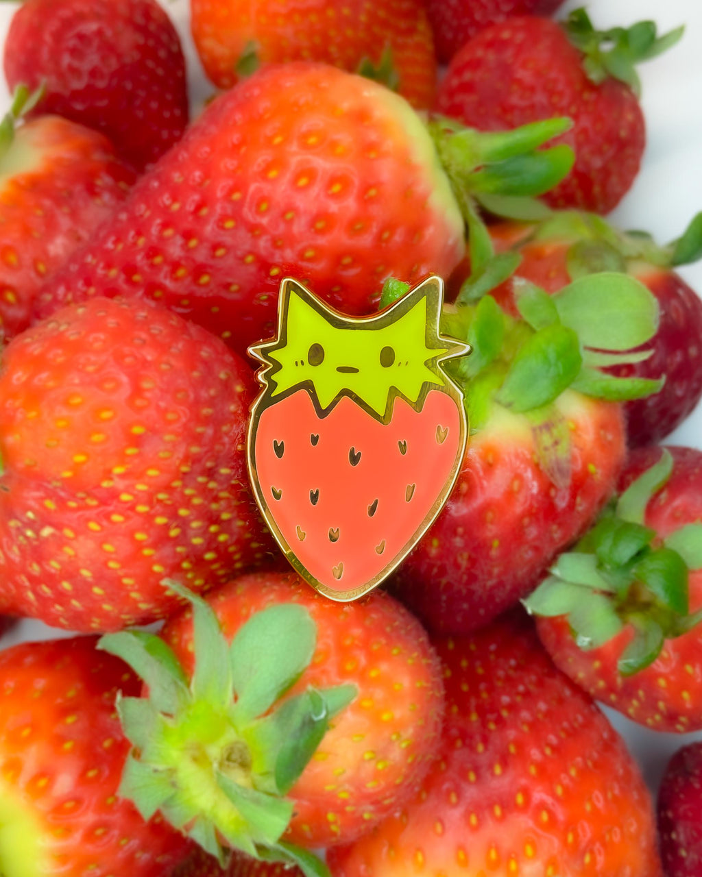 Strawberry Cat Enamel Pin