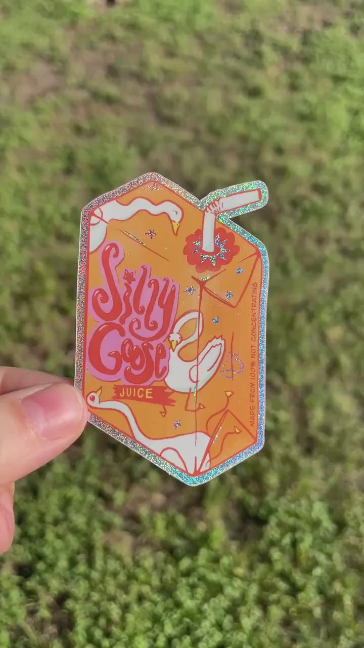 Silly Goose Juice - Waterproof Glitter Sticker